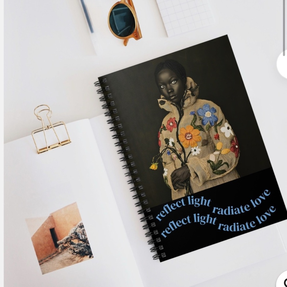 Reflect Light Radiate Live Floral Embroidered Spiral Notebook - Picture 5 of 5